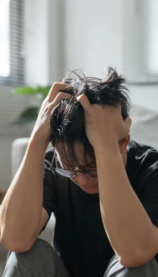 Image of upset man because of erectile dysfunction symptoms Leicester